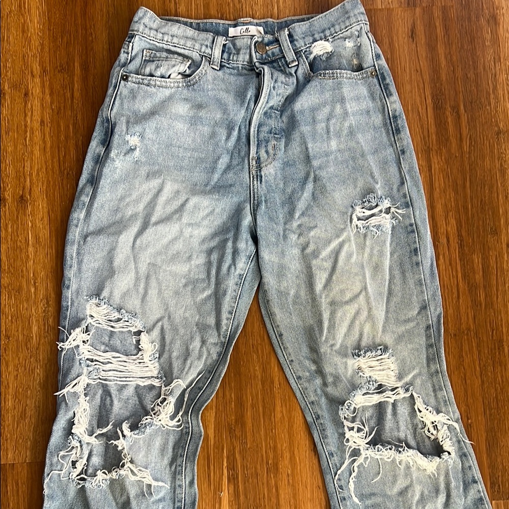 Distressed Light Blue High Rise Jeans - Picture 3 of 3